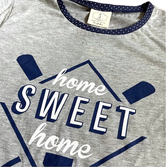 Baseball Graphic Tee - Home Sweet Home Navy & Gray Baseball Shirt - NWT - Picture 2 of 7